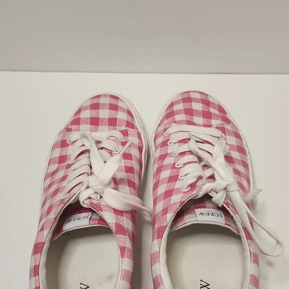 J.CREW Women's Pink and White Gingham Lace-Up 